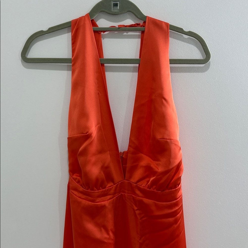 Elegant Orange Satin Gown